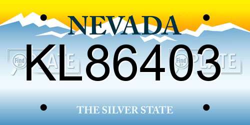 KL86403 Nevada License Plate
