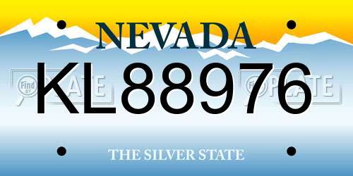 KL88976 Nevada License Plate