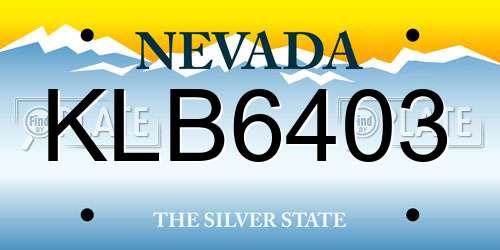 KLB6403 Nevada License Plate