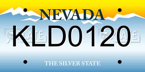 KLD0120 Nevada License Plate