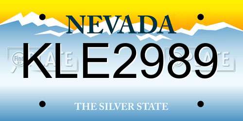 KLE2989 Nevada License Plate