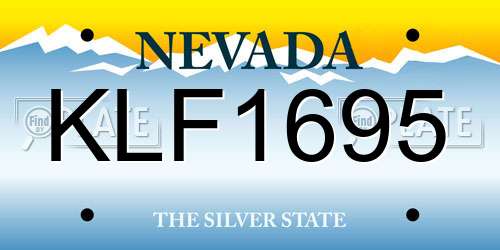 KLF1695 Nevada License Plate