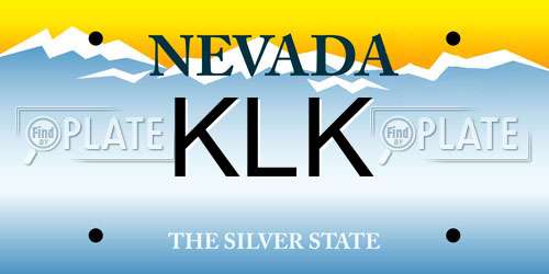 KLK Nevada License Plate