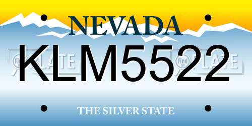 KLM5522 Nevada License Plate