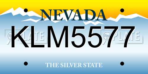 KLM5577 Nevada License Plate