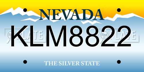 KLM8822 Nevada License Plate