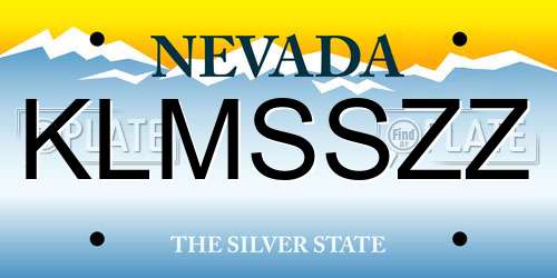 KLMSSZZ Nevada License Plate