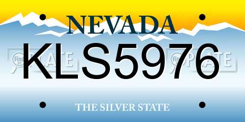 KLS5976 Nevada License Plate