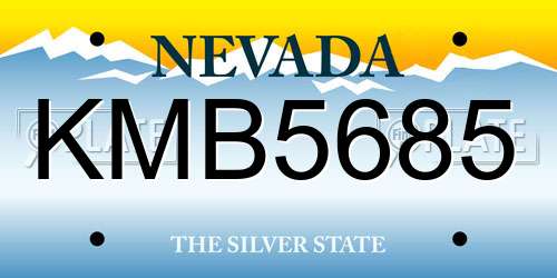 KMB5685 Nevada License Plate
