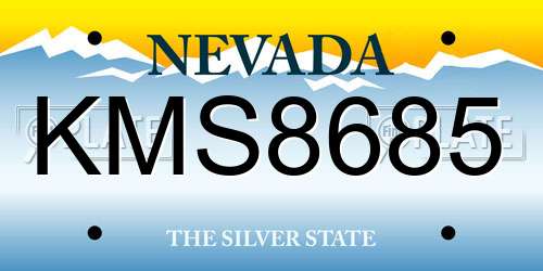 KMS8685 Nevada License Plate