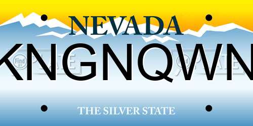 KNGNQWN Nevada License Plate