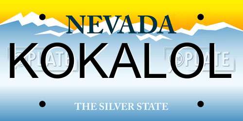 KOKALOL Nevada License Plate