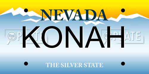 KONAH Nevada License Plate