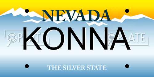 KONNA Nevada License Plate