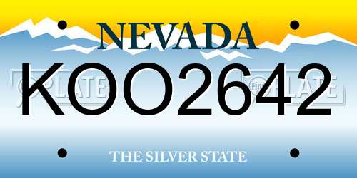 KOO2642 Nevada License Plate
