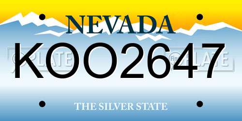 KOO2647 Nevada License Plate