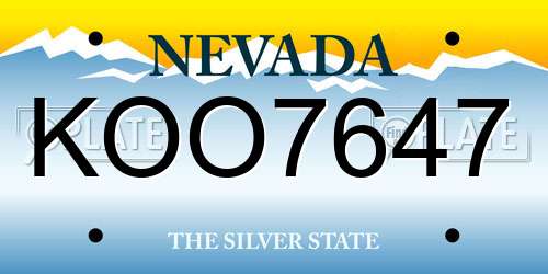 KOO7647 Nevada License Plate
