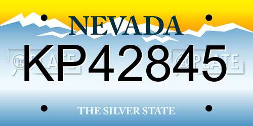 KP42845 Nevada License Plate