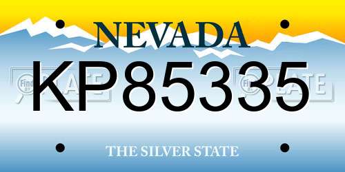 KP85335 Nevada License Plate