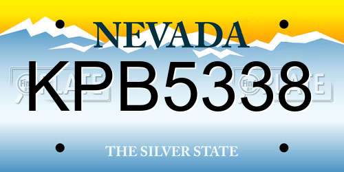 KPB5338 Nevada License Plate