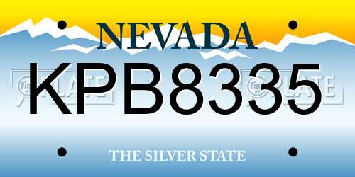 KPB8335 Nevada License Plate