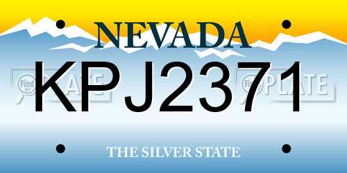 KPJ2371 Nevada License Plate