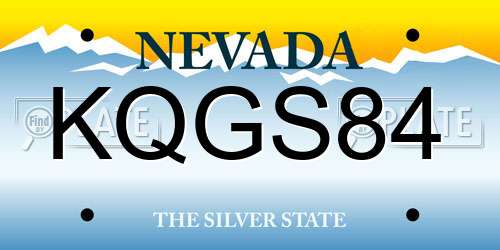 KQGS84 Nevada License Plate
