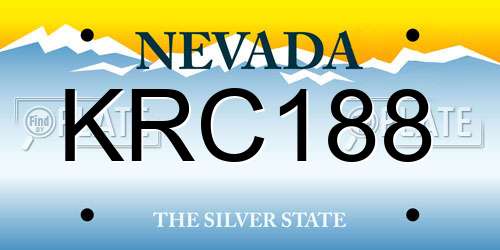 KRC188 Nevada License Plate