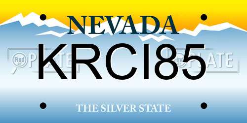 KRCI85 Nevada License Plate