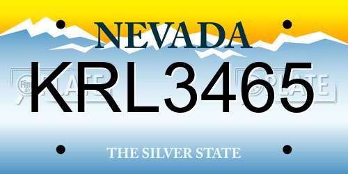 KRL3465 Nevada License Plate