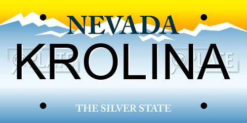 KROLINA Nevada License Plate