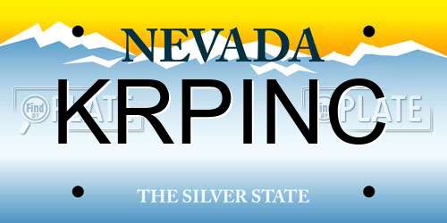 KRPINC Nevada License Plate