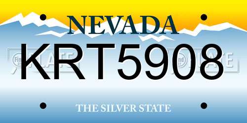 KRT5908 Nevada License Plate