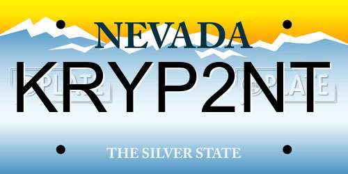 KRYP2NT Nevada License Plate