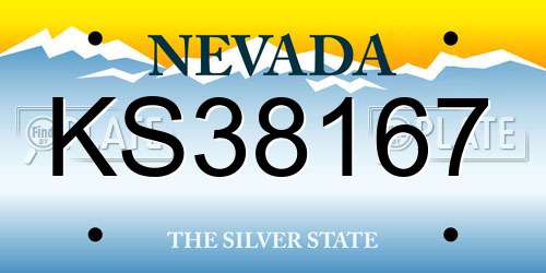 KS38167 Nevada License Plate