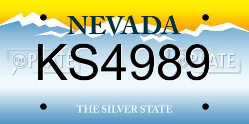KS4989 Nevada License Plate