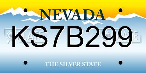 KS7B299 Nevada License Plate