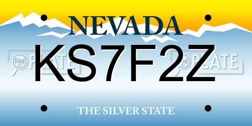 KS7F2Z Nevada License Plate