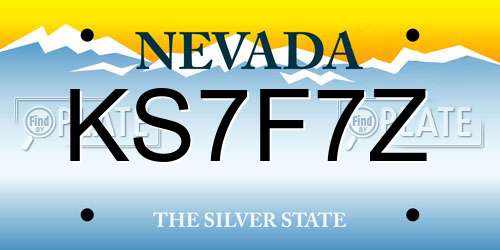 KS7F7Z Nevada License Plate