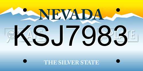 KSJ7983 Nevada License Plate