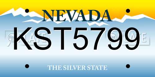 KST5799 Nevada License Plate