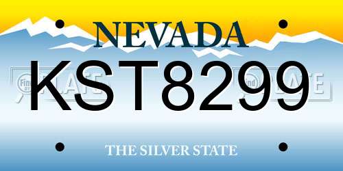KST8299 Nevada License Plate