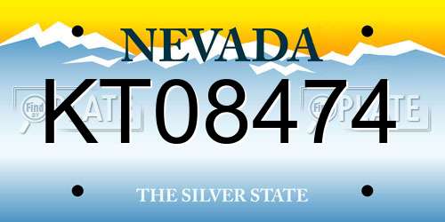 KT08474 Nevada License Plate