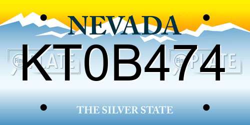 KT0B474 Nevada License Plate