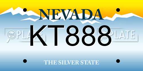 KT888 Nevada License Plate