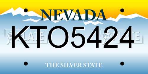 KTO5424 Nevada License Plate