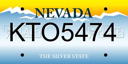 KTO5474 Nevada License Plate