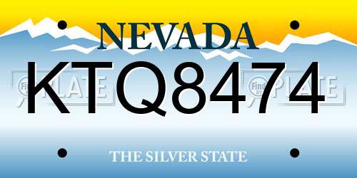 KTQ8474 Nevada License Plate