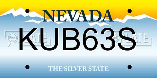 KUB63S Nevada License Plate