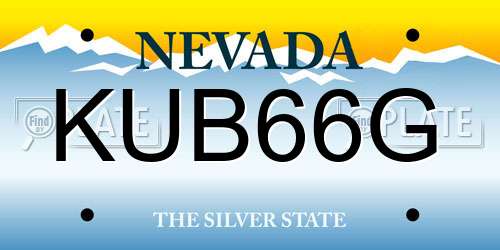 KUB66G Nevada License Plate